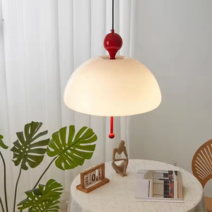 Lámpara De Seta creativa francesa Lámpara colgante de capullo de flor de cristal de jade blanco Retro - Product Image 5