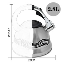 Bouilloire sifflante en acier inoxydable 3L avec poignée en acier inoxydable, design minimaliste, portable, pour cuisinière, usage domestique, qualité alimentaire