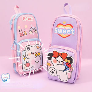 Linda bolsa de papelería de <span class=keywords><strong>tres</strong></span> capas de gran capacidad, bolsa de almacenamiento, mochila creativa, estuche de lápices de descompresión para estudiantes - Product Image 4