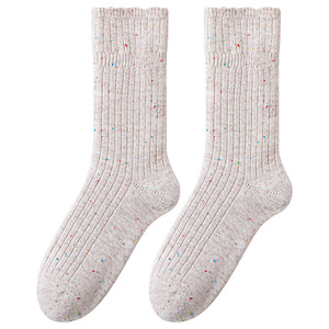 New Spring/Autumn Women's <b>Socks</b>, Japanese Style, Retro Color, Mid-Calf <b>Socks</b>, Dotted Wool Yarn Mid-Calf <b>Socks</b>, Thick <b>Fleece</b> - Product Image 5