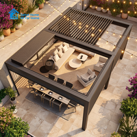 Pavillon bioclimatique intelligent motorisé Sweet Home en aluminium avec stores orientables, pare-soleil LED et capteur de vent pour jardin