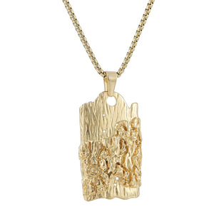 yunnique Stainless Steel Bark Plant Pendant Silver Gold Men Women Fashion Necklace 3.0*<b>60cm</b> Chain 122048 - Product Image 5