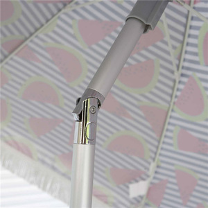 Outdoor Cotton Patio Umbrella 2M Watermelon Print Fringe <b>Sun</b> <b>Shade</b> Manual Lift Plastic Pole For Garden Decor - Product Image 4