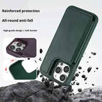 Étui de téléphone portable en cuir PU antichoc avec support magnétique multifonction et lanière personnalisable pour cartes – Design professionnel