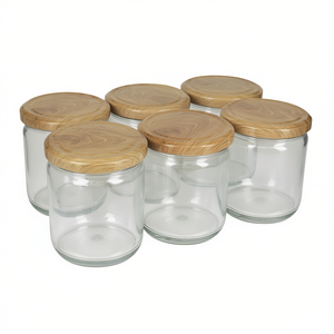Juego de 6 tarros de vidrio con tapa de rosca y tapas de madera para almacenamiento de alimentos - Product Image 2