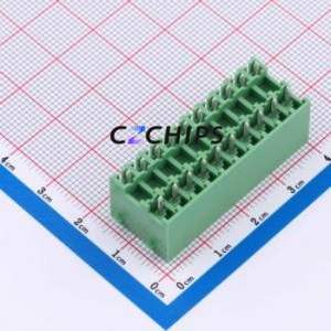 DB2EVHBG-3.81-2*10P-GN Plug-in Terminal Block Through hole,P=3.81mm Board-to-Board / Socket - Closed Snap Fixing 2x10P 3.81mm - Product Image 2