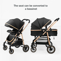 Poussette de luxe 3 en 1 convertible, poussette pour bébé, poussette pliable avec plateau