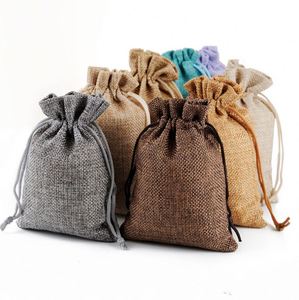 Sac en jute personnalisé avec logo imprimé, écologique, petit format, en toile de lin, pour le sucre, le shopping ou comme sac cadeau à cordon de serrage - Product Image 3