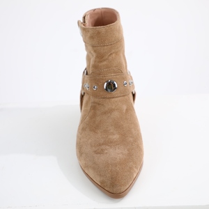 Nuovi Stivali da Cowboy da <span class=keywords><strong>Donna</strong></span> 2024, Slip-On in Camoscio con Anello Metallico, Punta Affusolata, Tacco Piatto, Stivaletti Eleganti per Autunno e Neve - Product Image 3