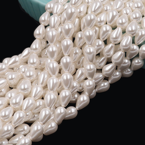 Premium 6x9mm Orange-Pink Glass Teardrop Faux Pearls-Certified DIY <strong>Jewelry</strong> <strong>Supplies</strong> for Bracelet and Necklace - Product Image 3