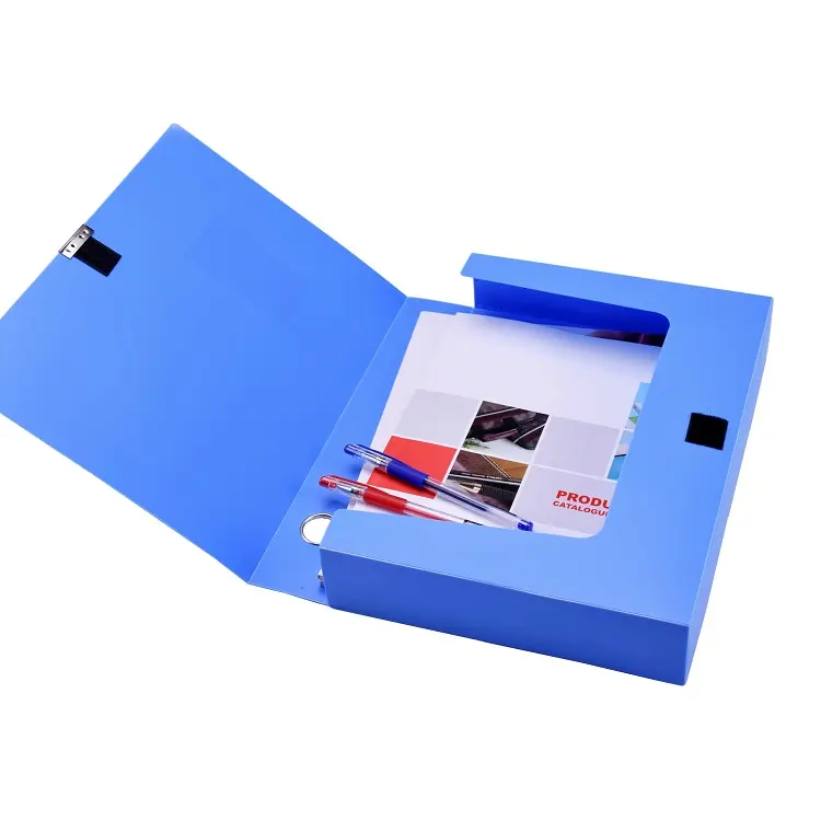 사무실 학교 뚜껑을 가진 플라스틱 문서 상자를 위한 AFFISURE 장방형 파란 PP 파일 상자 A4 크기 자료 문서 저장 상자
