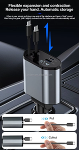 Cargador Rápido Retráctil para Auto USB C <span class=keywords><strong>de</strong></span> 120W, Adaptador 4 en 1 con Pantalla LED <span class=keywords><strong>Digital</strong></span>, 2 Puertos C PD, <span class=keywords><strong>Estación</strong></span> <span class=keywords><strong>de</strong></span> Carga Eléctrica para Auto - Product Image 6