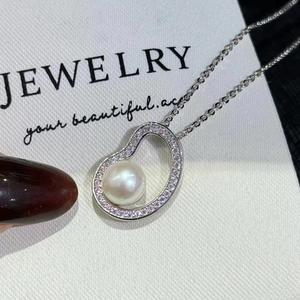 Collar de Perlas Naturales de Agua Dulce de 5-6 mm para Xiaomi, con Cuentas, Nudo de Mariposa, Cierre de Corazón, Cadena de Hueso, Joyería de Moda para Mujer - Product Image 1