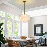 Lustre Moderne en Verre Doré Nuageux, Créatif, à 2 Niveaux, Suspension de Luxe en Cristal pour Chambre et Salon