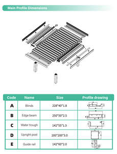 Kits de pergola de jardin bioclimatique Toit à persiennes 6X3 Auvent rétractable Pavillon extérieur en aluminium à vendre - Product Image 6