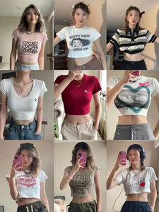 <span class=keywords><strong>T</strong></span>-<span class=keywords><strong>shirt</strong></span> en coton vintage pour femmes, <span class=keywords><strong>col</strong></span> en <span class=keywords><strong>V</strong></span>, manches courtes, respirant, coupe classique, style original, vente en gros - Product Image 3