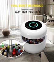 Table basse de camping intelligente portable avec haut-parleur Bluetooth Mini réfrigérateur à chargement sans fil et conception circulaire composite