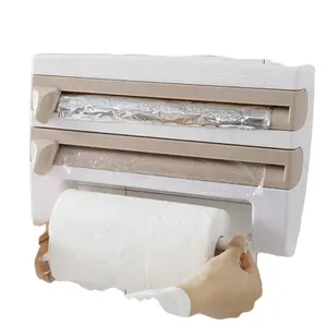 Cutting Wall Hanging Paper Towel Holder Kitchen Accessories News Plastic Refrigerator Cling Film Storage Rack Shelf Wrap