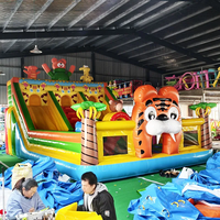 Structure gonflable combinée de haute qualité KS avec toboggan, en PVC, usage commercial, capacité 25 personnes, thème animaux et dinosaures