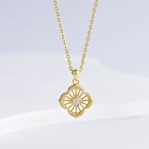 wholesale plata 925 silver geometric 18k gold western necklace Everyday Wear simple women Circle heart zircon Charm necklaces - Product Image 4
