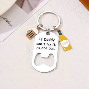 Porte-clés en acier inoxydable « Si papa, tonton, grand-père ne peut pas réparer, personne ne peut le faire » – Décapsuleur pour père et fille - Product Image 3