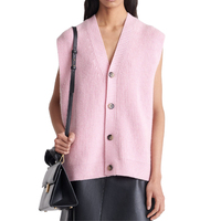 Vente en gros Gilet en tricot personnalisé 100% coton sans manches Crochet De Couleur Unie d'affaires unisexe Cardigan Pull pour femme