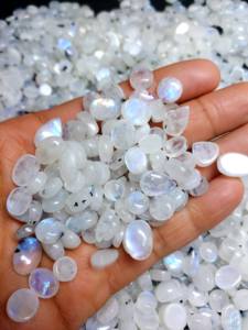 Perles ovales lisses en pierre de lune arc-en-ciel de Madagascar 6mm-8mm, pierre précieuse de lune, labradorite blanche, perles lâches simples - Product Image 6