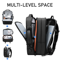 Sac à dos d'affaires multifonctionnel moderne extensible avec compartiment sec/humide, sangles de bagage, compatible unisexe, sac de voyage avec port USB