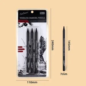 Xin bowen 3 יח 'עיפרון פחם משרד ציוד נייר שרטוט עיפרון עץ סט