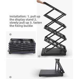 Expositor de azulejos vintage plegable de hierro, soporte de suelo vertical de cuatro niveles para revistas y periódicos, modelo A4 - Product Image 3
