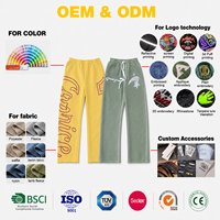 Pantalon de jogging décontracté pour homme, coupe droite, avec cordon de serrage, broderies et patchs personnalisés, effet délavé à l'acide
