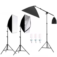 Kit d'éclairage de studio photo et vidéo BeiYang 135W avec boîte à lumière, support et ampoule pour prise de vue aérienne