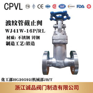 Vanne à guillotine à soufflet en acier inoxydable forgé WJ41W-16 A105 F304 F316L, résistante à la pression, pour huile de transfert thermique pneumatique/électrique et eau - Product Image 5