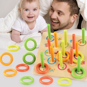 Gioco Educativo in Legno per Bambini con Anelli da Lancio, OEM ODM all'Ingrosso, Economico e di Alta Qualità, Migliora la Destrezza Manuale e l'Acuità Visiva, Ecologico - Product Image 6