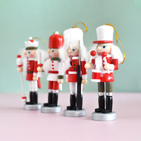 13cm Kreative Holz-Nussknacker-Puppe Feiertagsfigur Spielzeug Hängende Weihnachtsdekoration Ornament Geschenkbox Baum Europäischer Stil