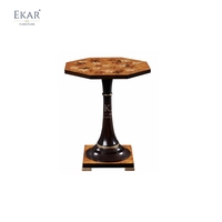 Table d'appoint octogonale à incrustations botaniques - Table d'appoint classique française de luxe |   EKAR FURNITURE