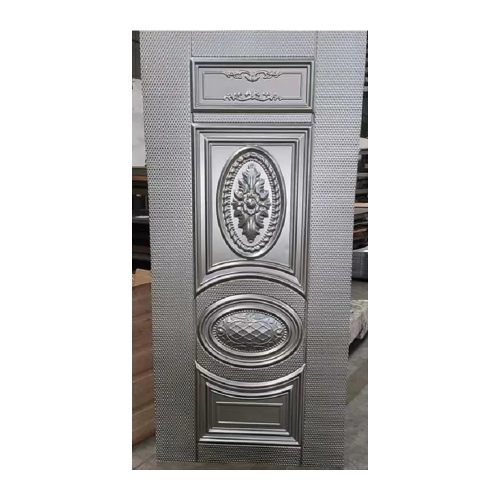 PHIPUL Steel Door Skin Embossed Galvanized Steel Sheet Metal Security Skin Doors 2 Panel/Stamped Exterior Factory Directly