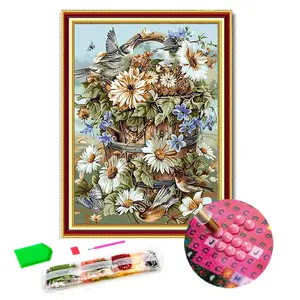 Full Round Drill Flower Diamond Painting Mother's Day Gift Daisies In A Vase 5D DIY Diamond Art Painting Kit Colorful Home Decor