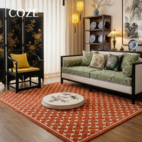 Retro-style Red Plaid Loop Pile Hand-tufted Pet-Friendly Eco-Friendly Milk Silk Carpet for Living Room and Bedroom Rugs