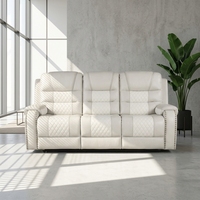 Ensemble de canapés inclinables manuels 3+2+1, 3 places avec table rabattable, causeuse avec console centrale et fauteuil inclinable individuel pour salon