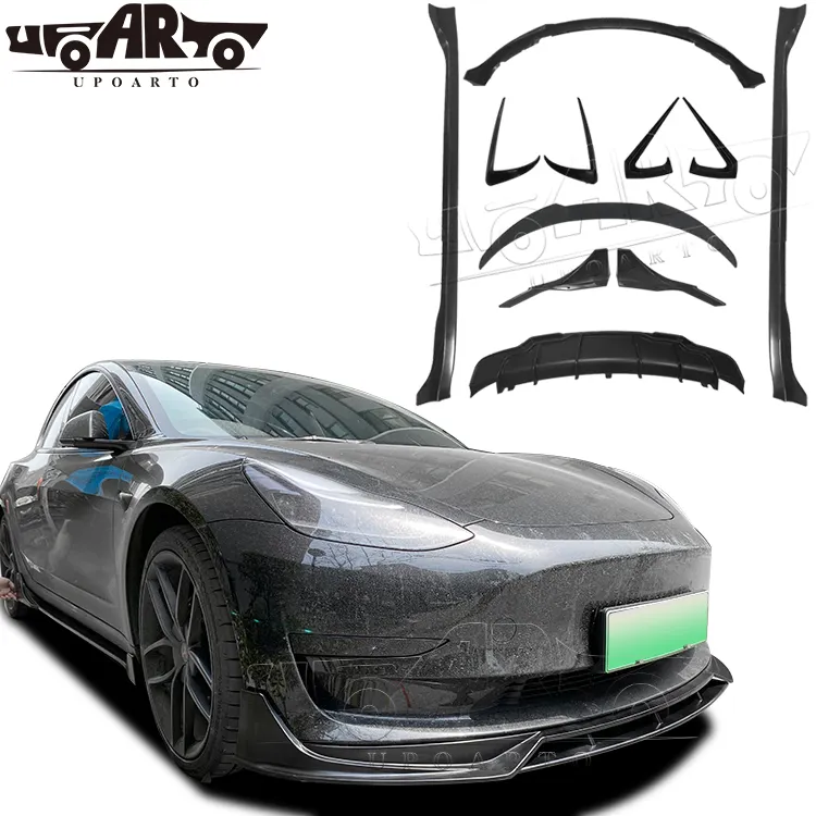مصنع Haosheng للسيارة من ألياف الكربون, طقم تزيين السيارة تعديل شكل الجسم لـ Tesla موديل 3 2017 +