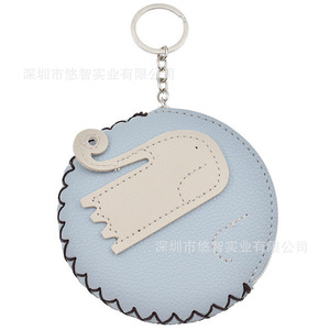Customized cute round coin purse, PU leather coin <b>case</b>, earphone organizer, drawstring zipper design, creative gift. - Product Image 4