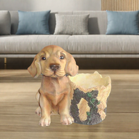 Pot de fleurs en résine artisanal écologique personnalisé, support de pot de fleurs en forme de chien mignon pour la décoration de la maison et du jardin