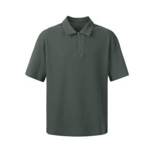 Camiseta de Manga Corta Tipo Waffle de 230g para Hombre, Media Cremallera, Cuello de Color Sólido, Holgada, Transpirable, Antiarrugas, ODM - Product Image 6