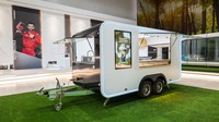 Orange Tech Remorque de concession mobile tout équipée avec cuisine complète, pour café, pizza, chariot à glaces et petit camion de restauration, également utilisable comme bar mobile
