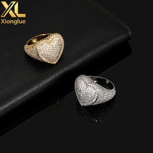 Bague Cœur Unisexe de Haute Qualité en Gros, Bijou Tendance avec Diamants Glacés pour Mariage, Fête, Anniversaire, Cadeau - Product Image 6