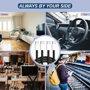 Câble <span class=keywords><strong>de</strong></span> charge USB Type C renforcé noir 3,3 pieds avec alimentation rapide 60W et compatibilité universelle pour téléphone - Product Image 4