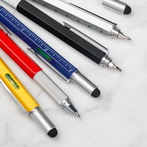 6-Inch Metal Promotional Logo Pen Multi-Functional Ballpoint 6-in-1 Tool Touch Screen Spirit Level Screwdriver 1.0mm <strong>Animal</strong> - Product Image 3
