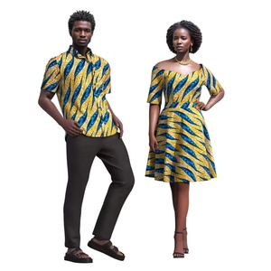 Conjunto de Ropa Africana <span class=keywords><strong>para</strong></span> Parejas, Talla Grande, Estampado de Cera, Dashiki con Hombros Descubiertos, Batik Afrocentrico, Trajes a Juego, Regalo de San Valentín WYQ1101 - Product Image 5