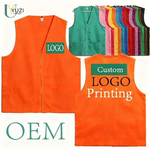 Gilet de <span class=keywords><strong>travail</strong></span> en polyester personnalisé avec logo, livraison rapide, haute qualité, pour publicité en supermarché, personnel unisexe - Product Image 1